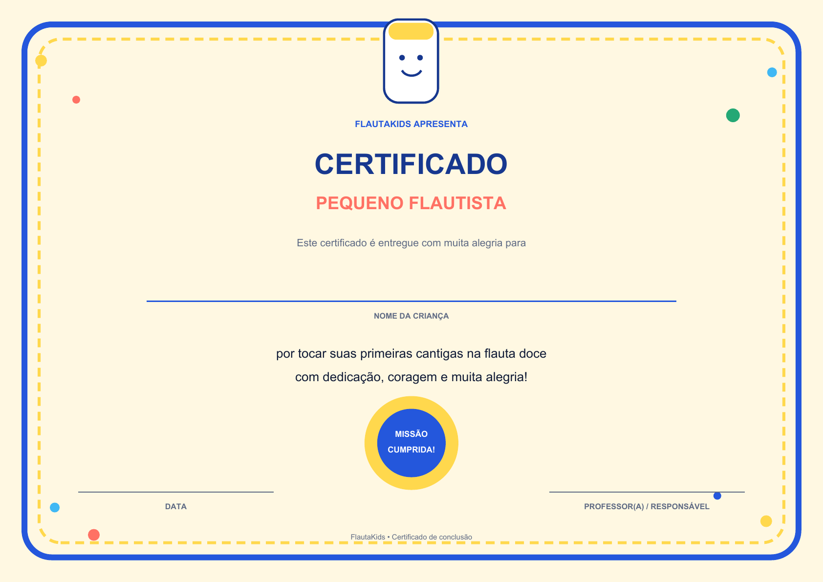 Certificado Pequeno Flautista