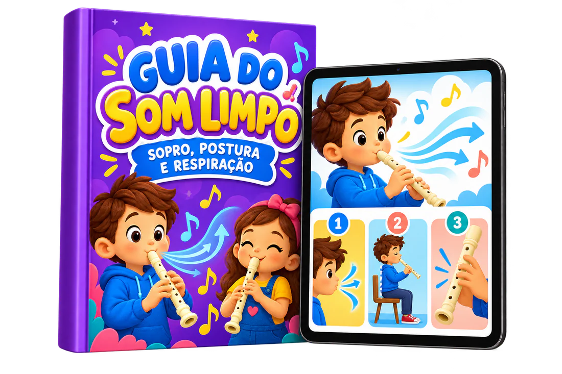 Mockup do bônus Guia do Som Limpo com livro e tablet